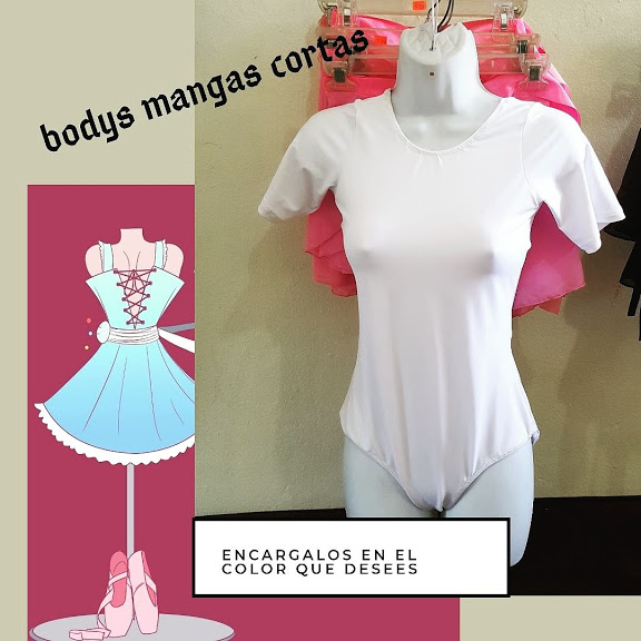 Bodys manas cortas en lycra regular $550 y USA$12.  Y en Lycra de calidad $650 y USA$14